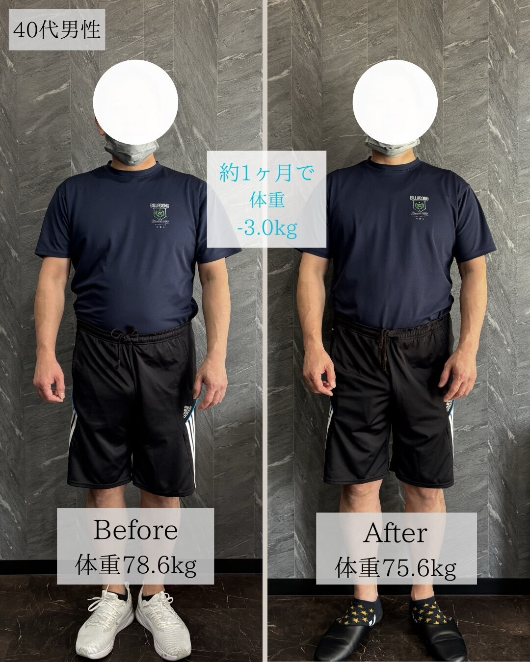 40代男性1ヶ月で-3kg